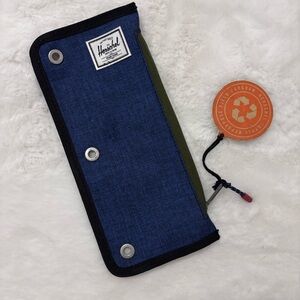 Herschel Blue Repurposed Binder Pencil Case NEW